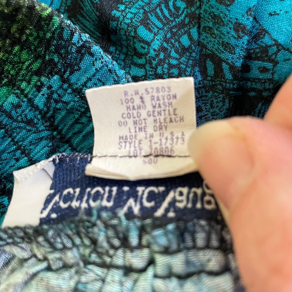 Norton McNaughton Maxi Skirt Women 6 Teal Green Purple Good Vintage Psychedelic - Picture 6 of 6